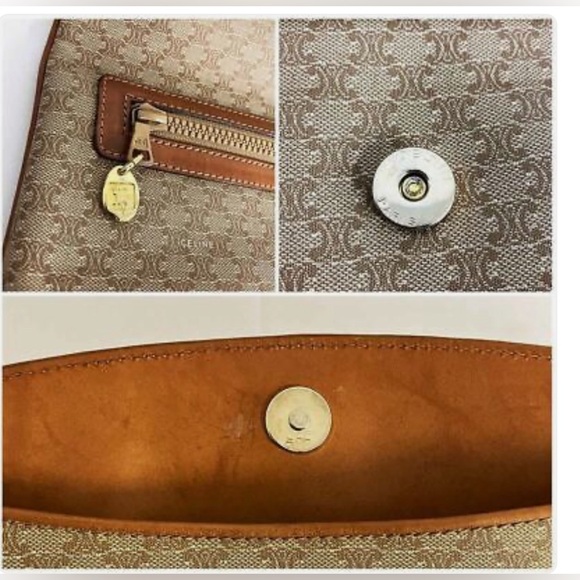 Auth CELINE Macadam Clutch Bag PVC Leather Beige 💝 - Picture 3 of 4